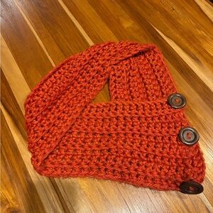 Handmade Orange Knitted Cowl Scarf